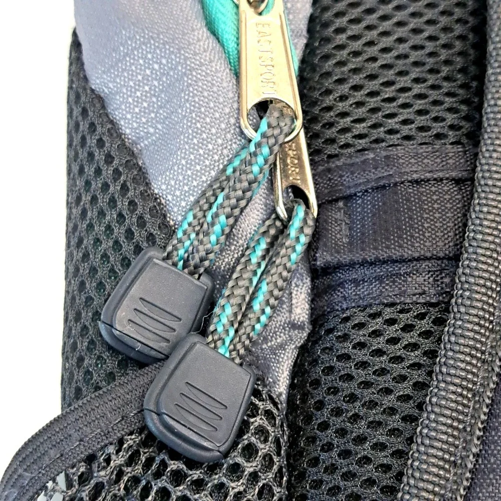 Eastsport Backpack Teal Black Dots Drawstring Multi Pockets 18x12 School Bag‎